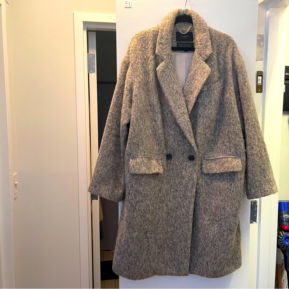 JCREW Italian Wool Car Coat Mushroom Brown and Tan